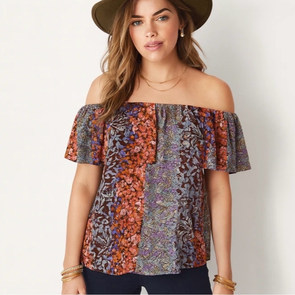 NEW Anthropologie Maeve Vallita Off the Shoulder Ruffle Top SP Small Petite Boho